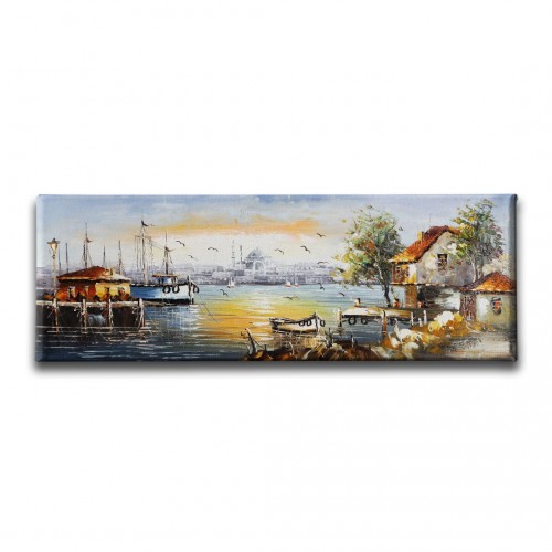 Eski İstanbul Manzara Panoramik Kanvas Tablo